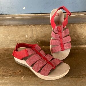 Cloudsteppers by Clarks Arla Shaylie Red Strappy Comfort Sandals